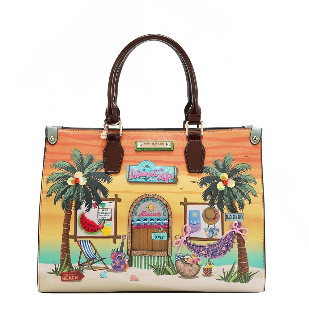 NICOLE LEE SUN AND SAND SATCHEL BAG